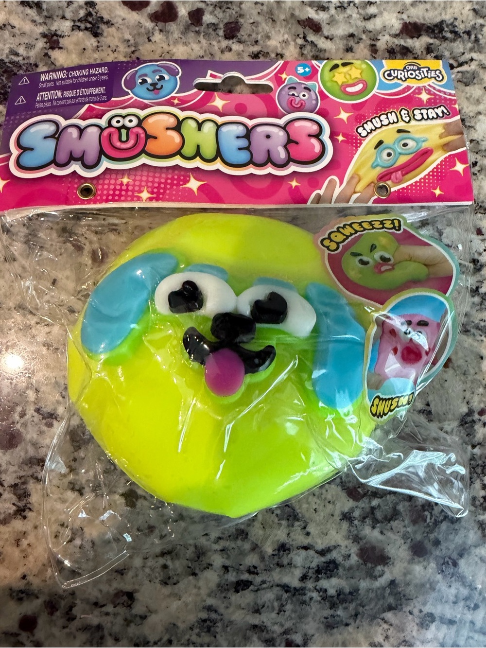 Smushers SquishyToy Puppy Face - Yellow & Blue